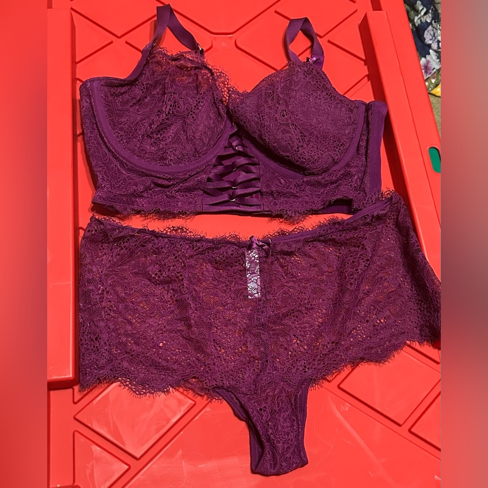 Cacique Longline French Balconette Bra and Lace Cheeky Short Panty Set